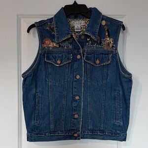 Chrysantheme Embroidered Animal Denim Vest